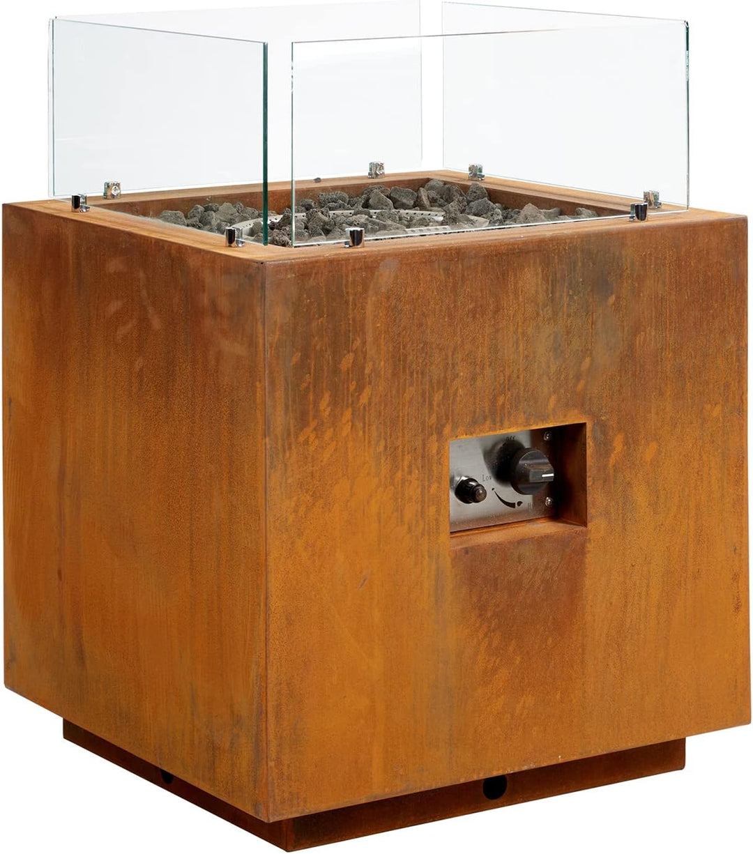 intergrill Gasfeuerstelle Fire Pit | 60 x 60 x 81,5 cm | Feuertisch Feuerschale für Garten Lavastein