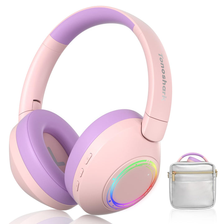 Noise Cancelling Kopfhörer Kinder, Kinderkopfhörer Bluetooth, Bunte RGB LED Leuchte, 60h Spielzeit,