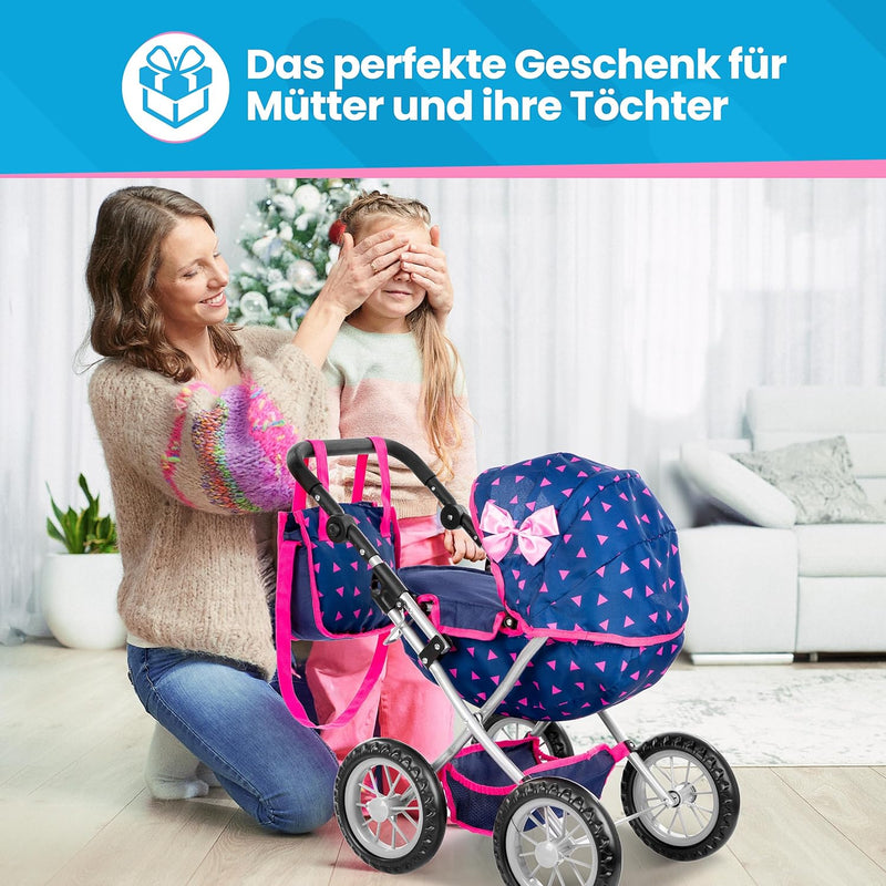 Kinderplay Puppenwagen ab 2 Jahren - Leichte und Stabile Konstruktion, Kinderpuppenwagen, Höhenverst