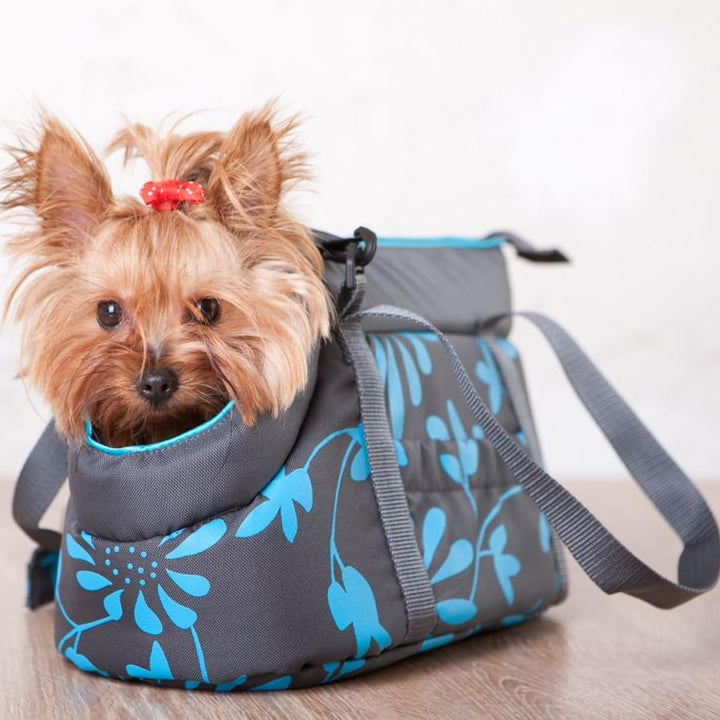 DOGGY Hobbydog TORGWK8 Hundetasche Tragetasche Katzentasche, Grösse 22 x 20 x 36 cm, grau mit Blumen
