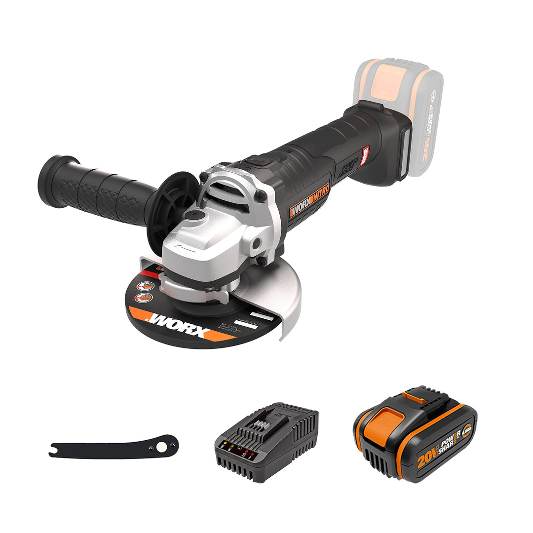 WORX WX812 NITRO Akku Winkelschleifer 20V - 125mm Scheiben-Durchmesser - 8500 U/min - leistungsstark