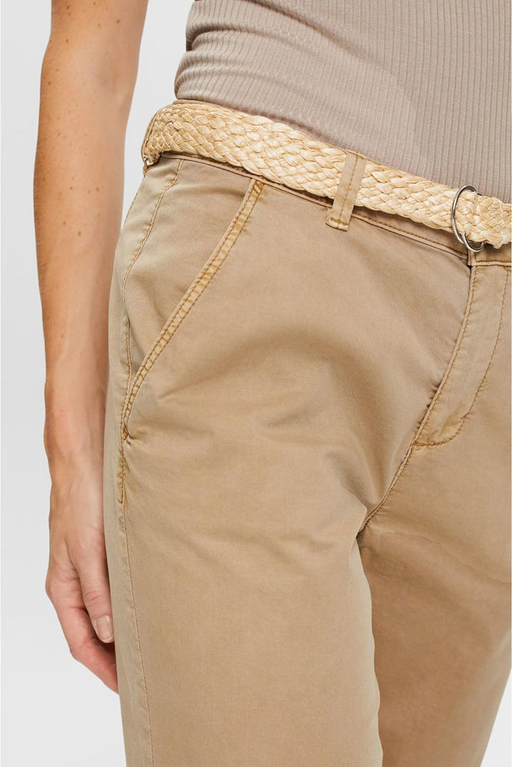 ESPRIT Chinohose mit Gürtel 32W / 34L Taupe, 32W / 34L Taupe