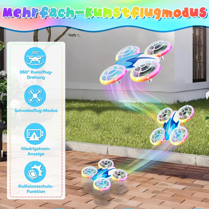 Skeufy Mini Drohne für Kinder, Kinder drohne Spielzeug ab 6+ Jahre, Drone Quadrocopter mit LED Licht