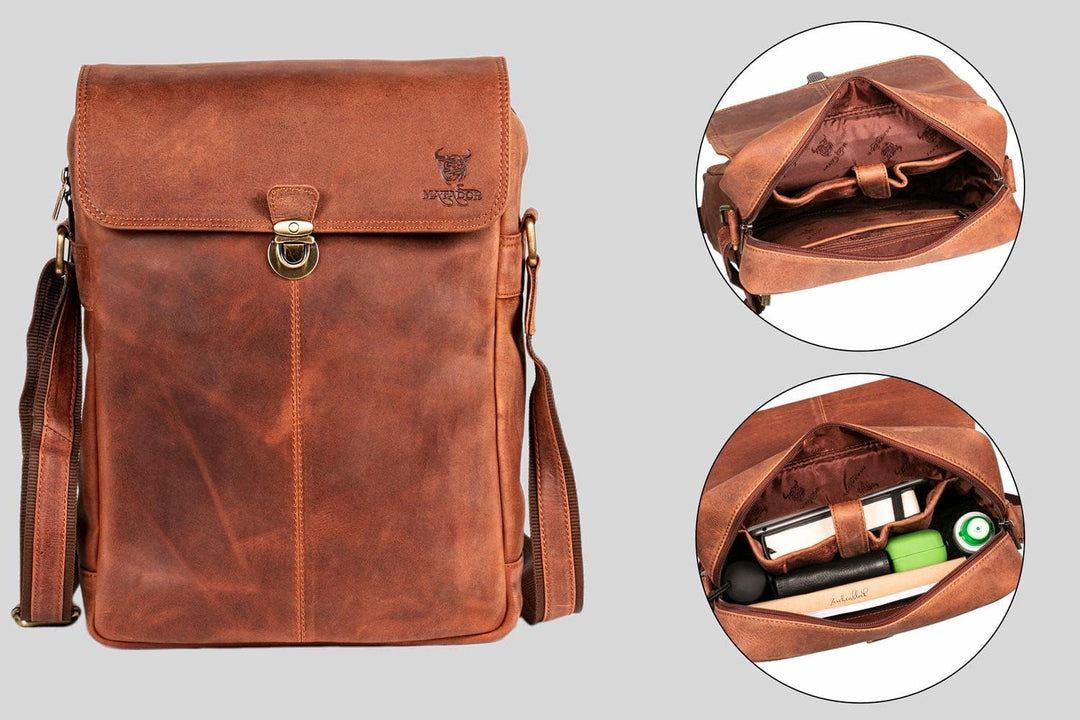 MATADOR Schultertasche Leder Herren Arbeitasche Damen Handttasche Umhängetasche Gross Dokumententasc