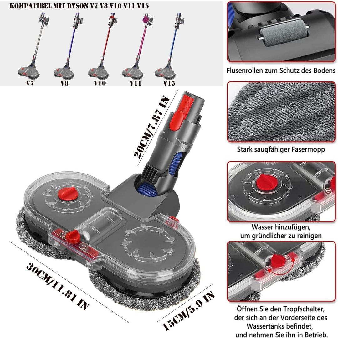 Asdazrxy Elektrischer Wischaufsatz für Dyson V11 V10 V8 V7 V15 Staubsauger, Wischaufsatz für Dyson m