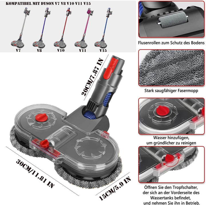 Asdazrxy Elektrischer Wischaufsatz für Dyson V11 V10 V8 V7 V15 Staubsauger, Wischaufsatz für Dyson m