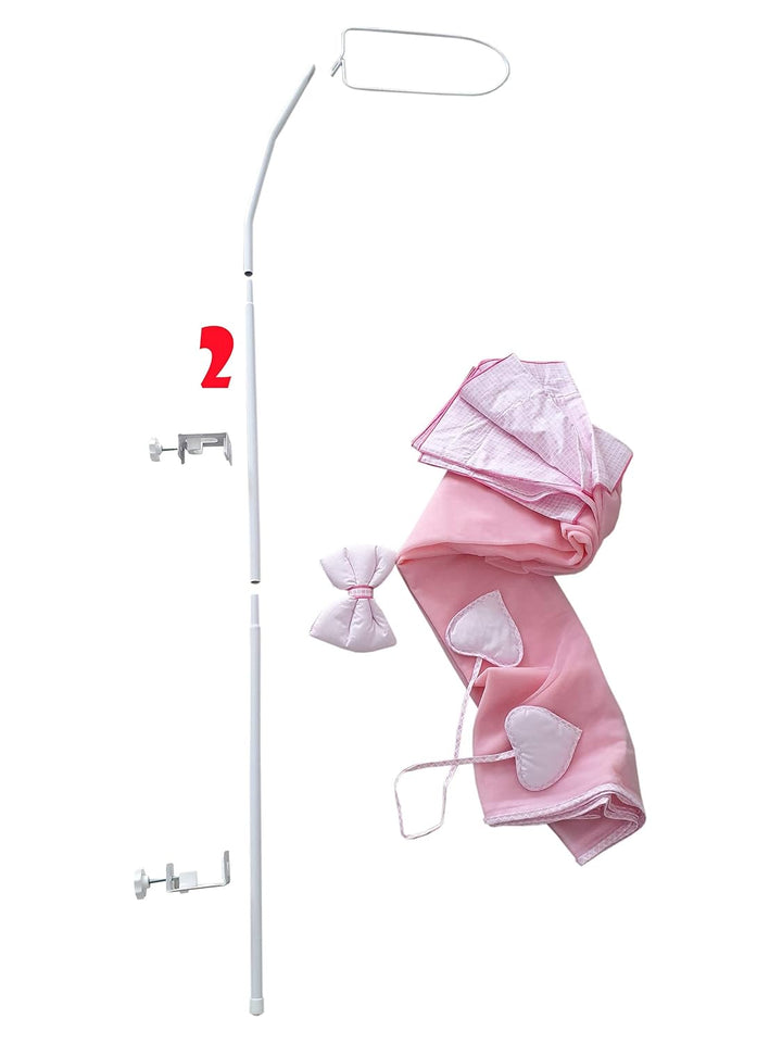 4 Tlg. Moskitonetz Betthimmel Himmel Vollstoff Chiffon Chiffonhimmel 320 480cm (Rosa, 480cm)