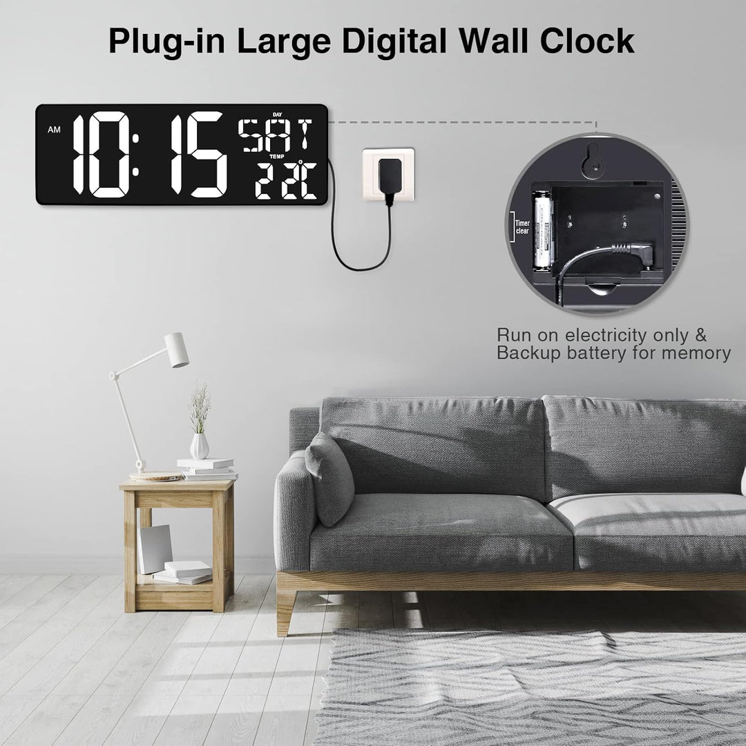XREXS Wanduhr Digitale Gross mit Fernbedienung, 16,5'' Wanduhr Digital Uhr mit LED-Display, Digitale