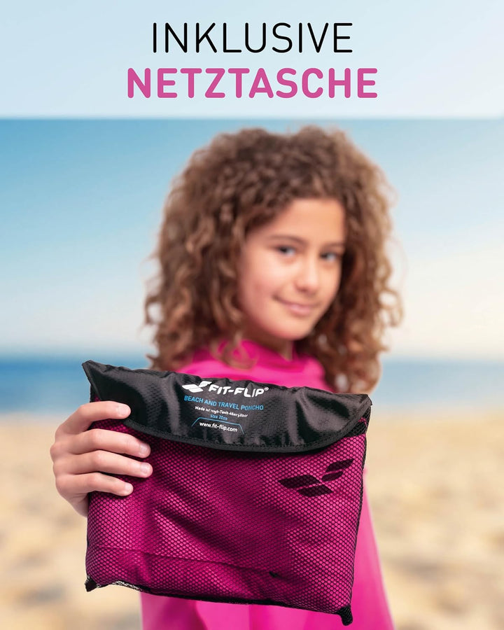 Fit-Flip Badeponcho aus Mikrofaser für Damen, Herren und Kinder | schnelltrocknend, kompakt und ultr
