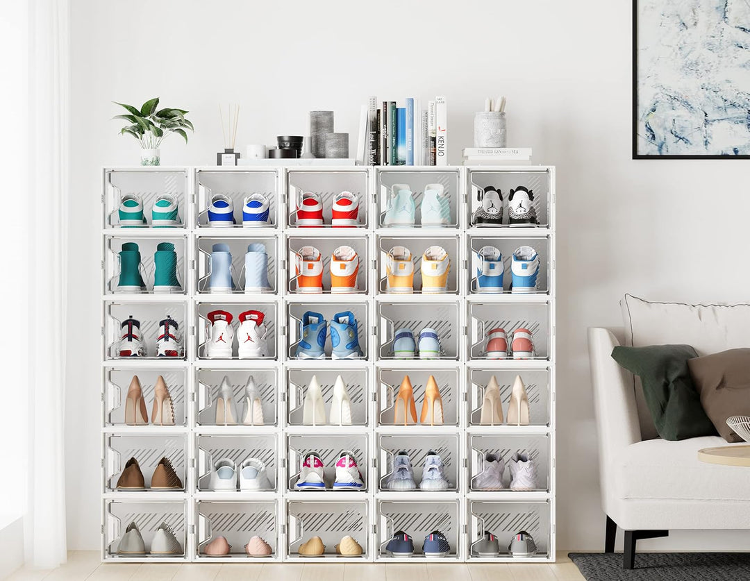 SIMPDIY Schuhaufbewahrung, 12 Stück, grosser Schuh-Organizer für Schrank, Schuhboxen, transparenter