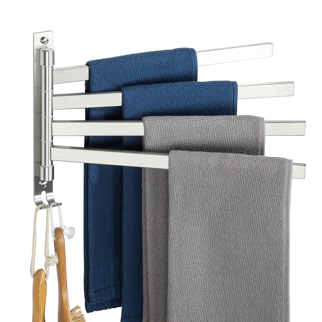 SAYAYO Handtuchhalter Schwenkbar 4 Armig Handtuchhalter Wand Gebürstet Handtuchstange Gästehandtuchh