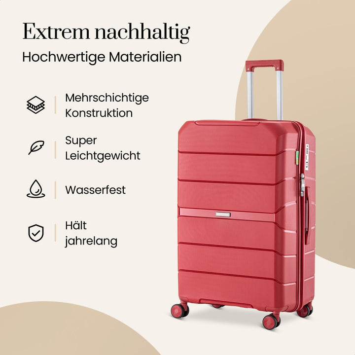 Urban Adventurer Kofferset 3-teilig 232L – Rot – Hartschalenkoffer mit Zahlenschloss & 4 Rollen Rot