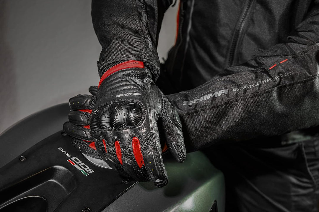 SHIMA RUSH Motorradhandschuhe - Atmungsaktive, Verstärkte, Stadt, Sommer, Touchscreen Handschuhe mit