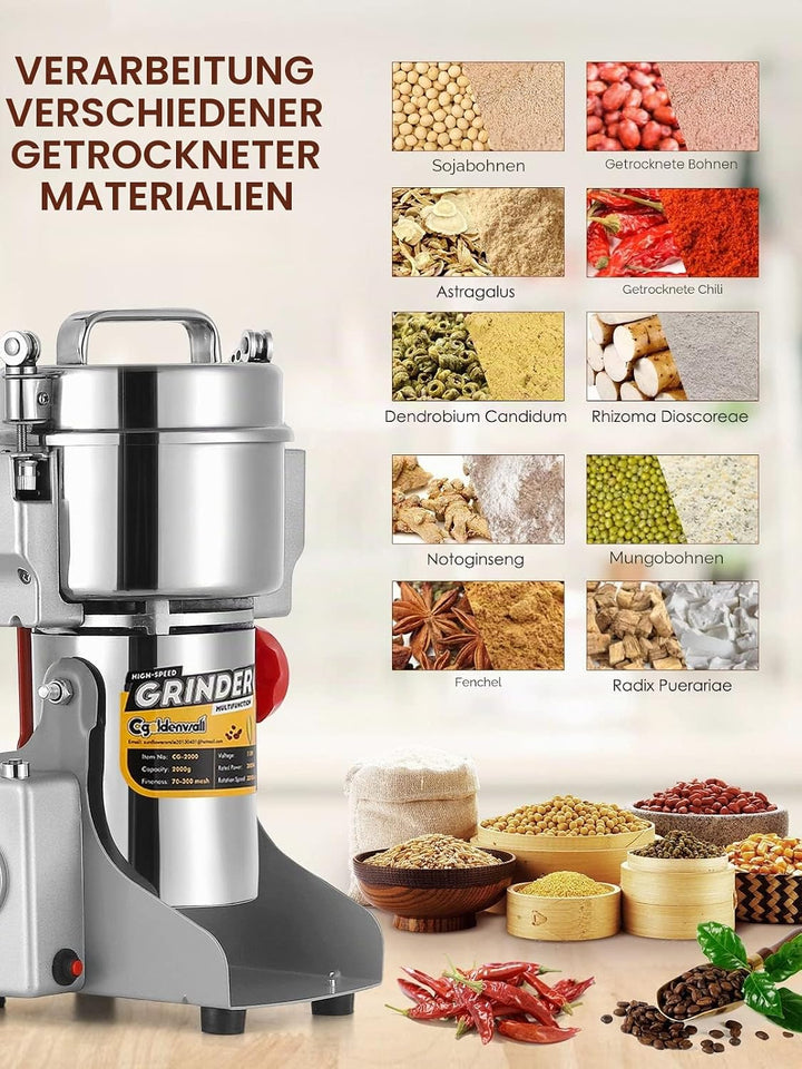 300g 1800W Elektrische Getreidemühle 30S Schnelle Superfine Edelstahl Mühle Kornmühlen Trocken Kräut