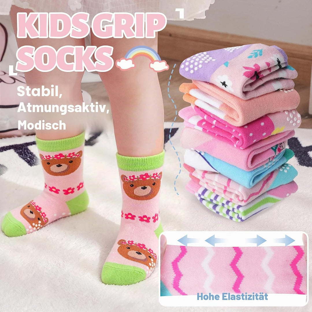 ANTSANG 12 Paare Stoppersocken Kinder Baby Mädchen Socken Anti Rutsch / Rutschfeste Socken Baumwolle