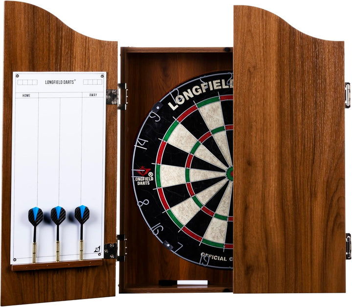 Holz Dartschrank, sisal Dartscheibe, inbegriffen 6 Darts 18gr und Zubehör Kastanie, Kastanie