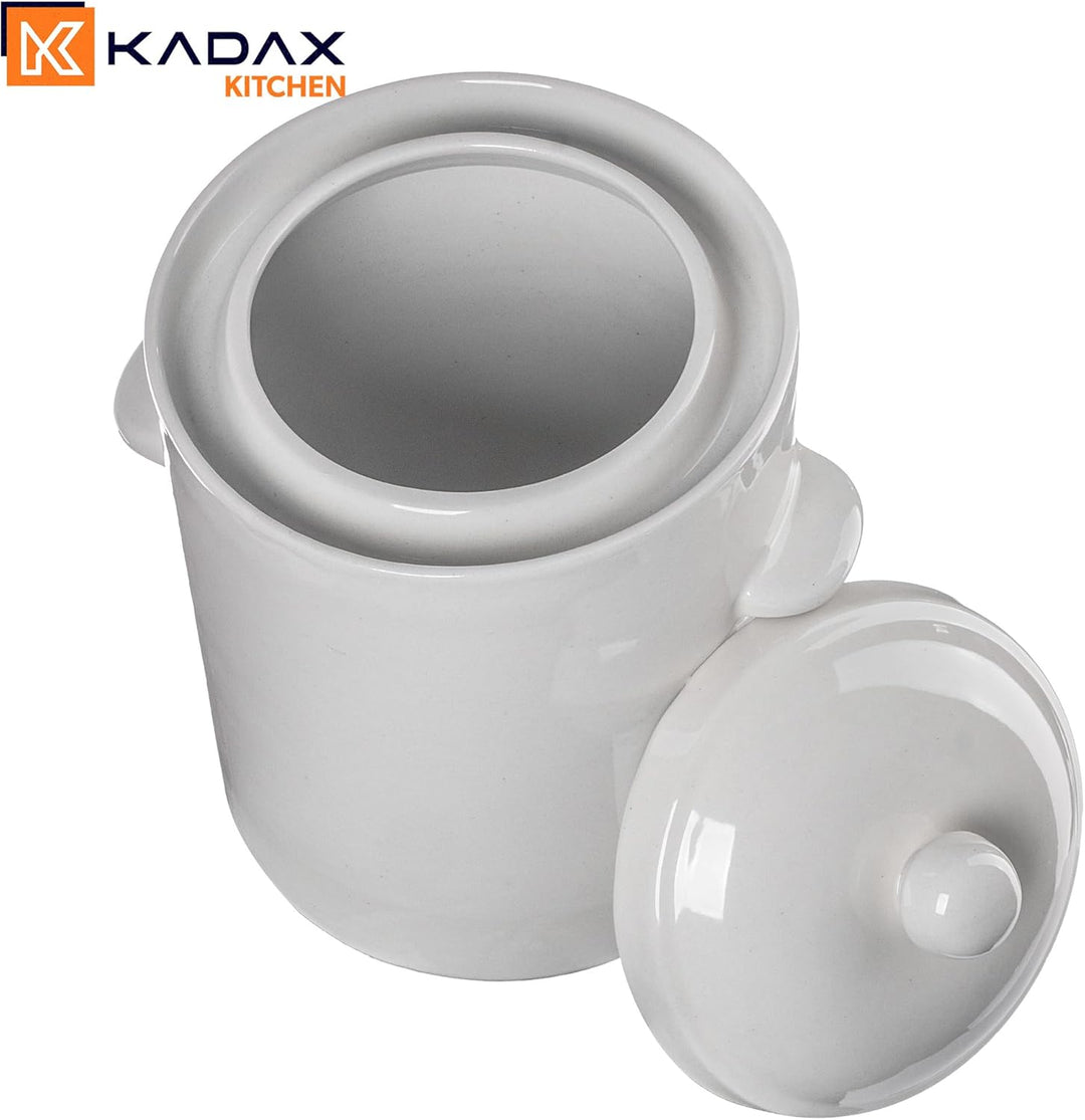 KADAX 10L Steinzeugtopf, Dichter Keramiktopf mit Deckel, Spülmaschinenfester Steinguttopf, handgefer