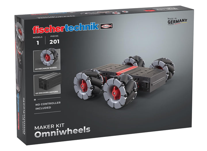 fischertechnik Maker Kit Omniwheels 571901 — Roboter-Bausatz, Experimentierkasten für Technikbegeist