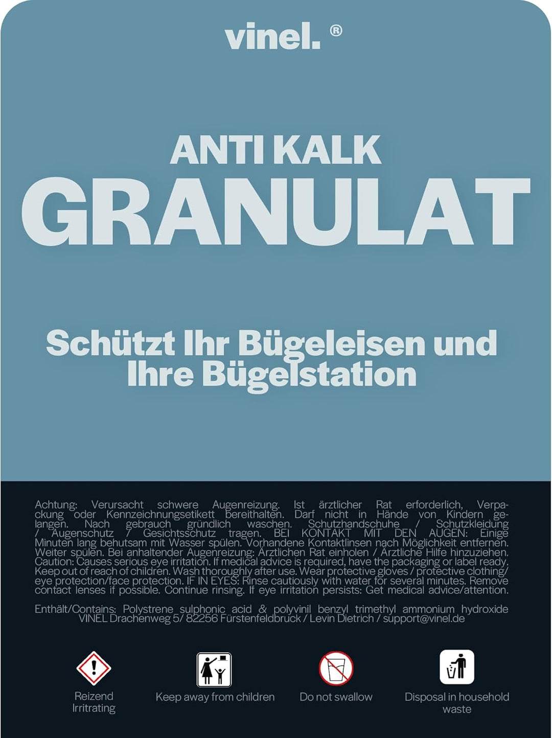 Anti Kalk Granulat/Nachfüllpack/Nr.1 Kalkschutz für Bügelstationen mit Filter/Kalkschutzfilter, Wass