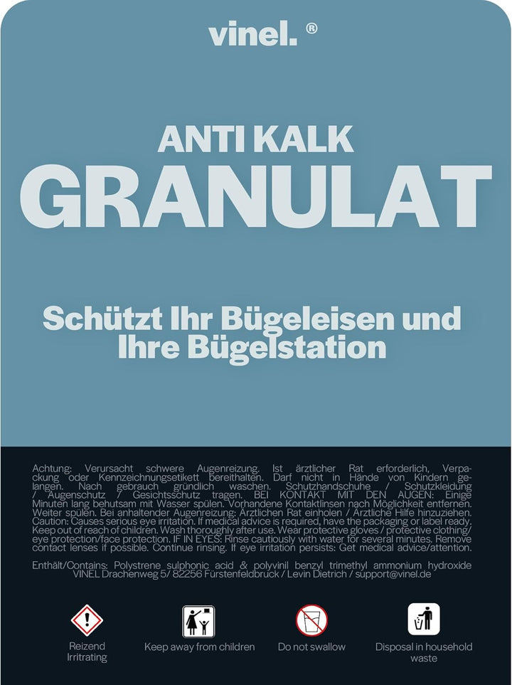 Anti Kalk Granulat/Nachfüllpack/Nr.1 Kalkschutz für Bügelstationen mit Filter/Kalkschutzfilter, Wass