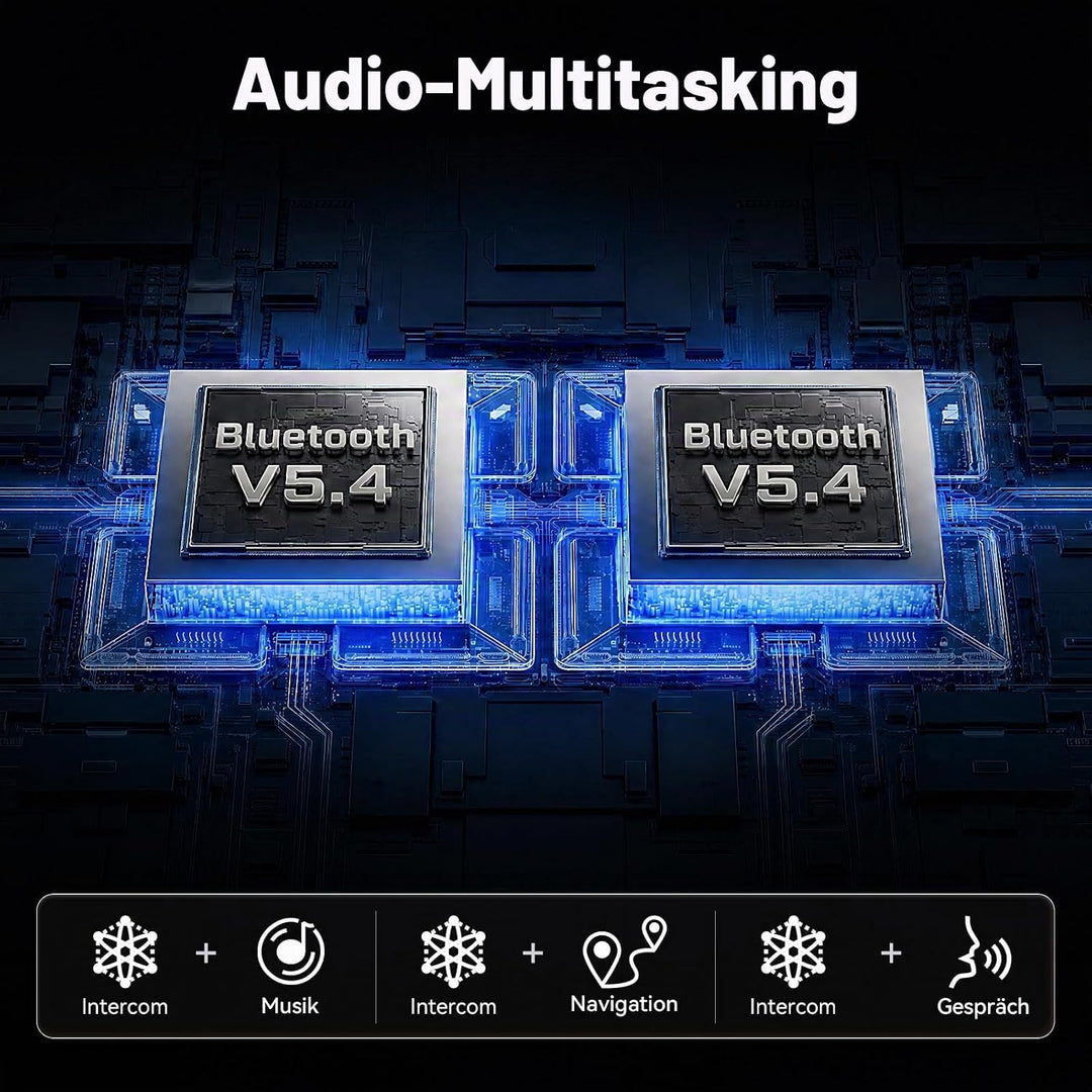 X2 Motorrad Intercom Bluetooth 5.4, 1000m Kommunikation für 2 Fahrer | Helm Headset, Dual-Chip Bluet