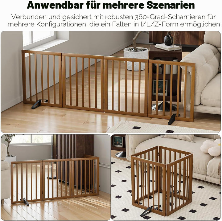 Freistehendes Hundegitter, Faltbares Hundebarriere für Tür,Treppen,Flur,Küche &amp; Schlafzimmer, Freist