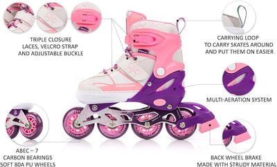 meteor® Inliner Rollen Inline Skates Mädchen und Jungen Inliner Kinder Inline Skates ABEC7 Rollen in