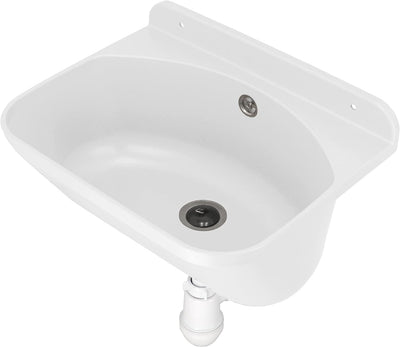 KOTARBAU® Ausgussbecken aus Polystyrol 46 x 36 x 20 cm Spüle Weiss Siphon Waschbecken Spülbecken Kle