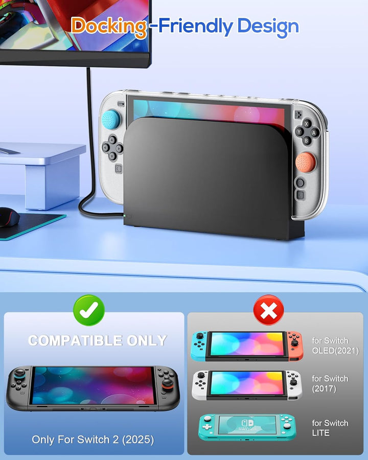 FYOUNG Dockable Hülle für Nintendo Switch 2, Abnehmbares Hartschalenhülle für Joy Con 2, Kratzfest &