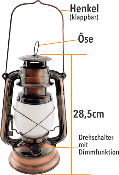 ChiliTec LED Camping Laterne Campinglampe XXL 28cm Dimmbar Batterie 4x AA Mignon Retro Gartenlaterne