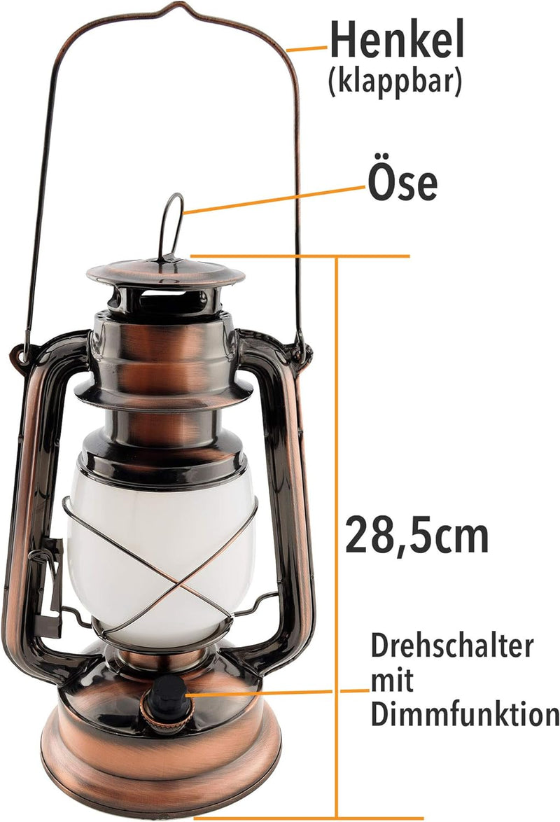 ChiliTec LED Camping Laterne Campinglampe XXL 28cm Dimmbar Batterie 4x AA Mignon Retro Gartenlaterne