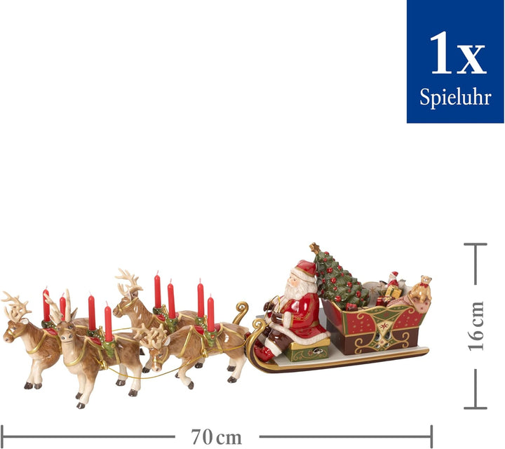 Villeroy & Boch – Christmas Toys Memory Spieluhr "Santas Schlittenfahrt", Weihnachtsfigur mit Kerzen