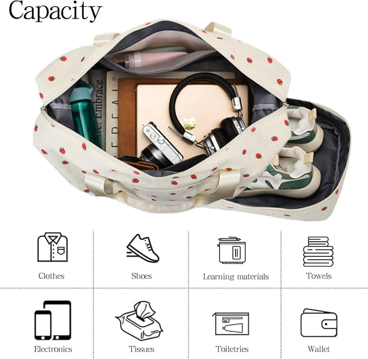 Sporttasche Reisetasche Damen, 40L Weekender Travel Duffle Bag mit 2 schuhbeuteln, Schuhfach & Nassf