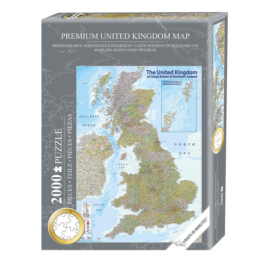 Close Up UK Karte Puzzle 2000 Teile MAPS IN Minutes, Great Britain (68,8cm x 96,6cm), Puzzle 2000 Te