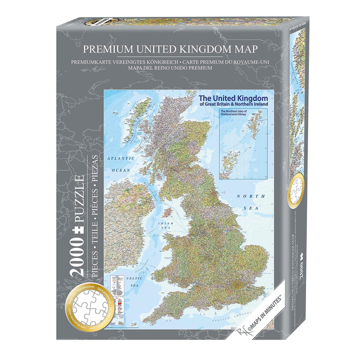 Close Up UK Karte Puzzle 2000 Teile MAPS IN Minutes, Great Britain (68,8cm x 96,6cm), Puzzle 2000 Te