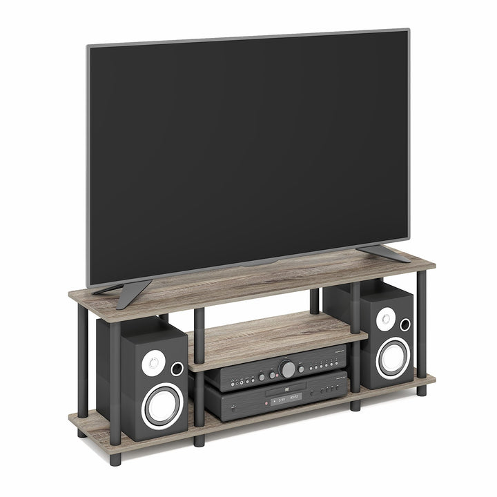 Furinno Entertainment/TV-Regal mit unterschiedlichen Ablageflächen, holz, Eiche Grau/Schwarz, 29.72