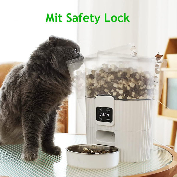 Tierisch Smart Futterautomat für Katze mit Zeitschaltuhr, automatischer Futterspender 3L, Dual-Strom