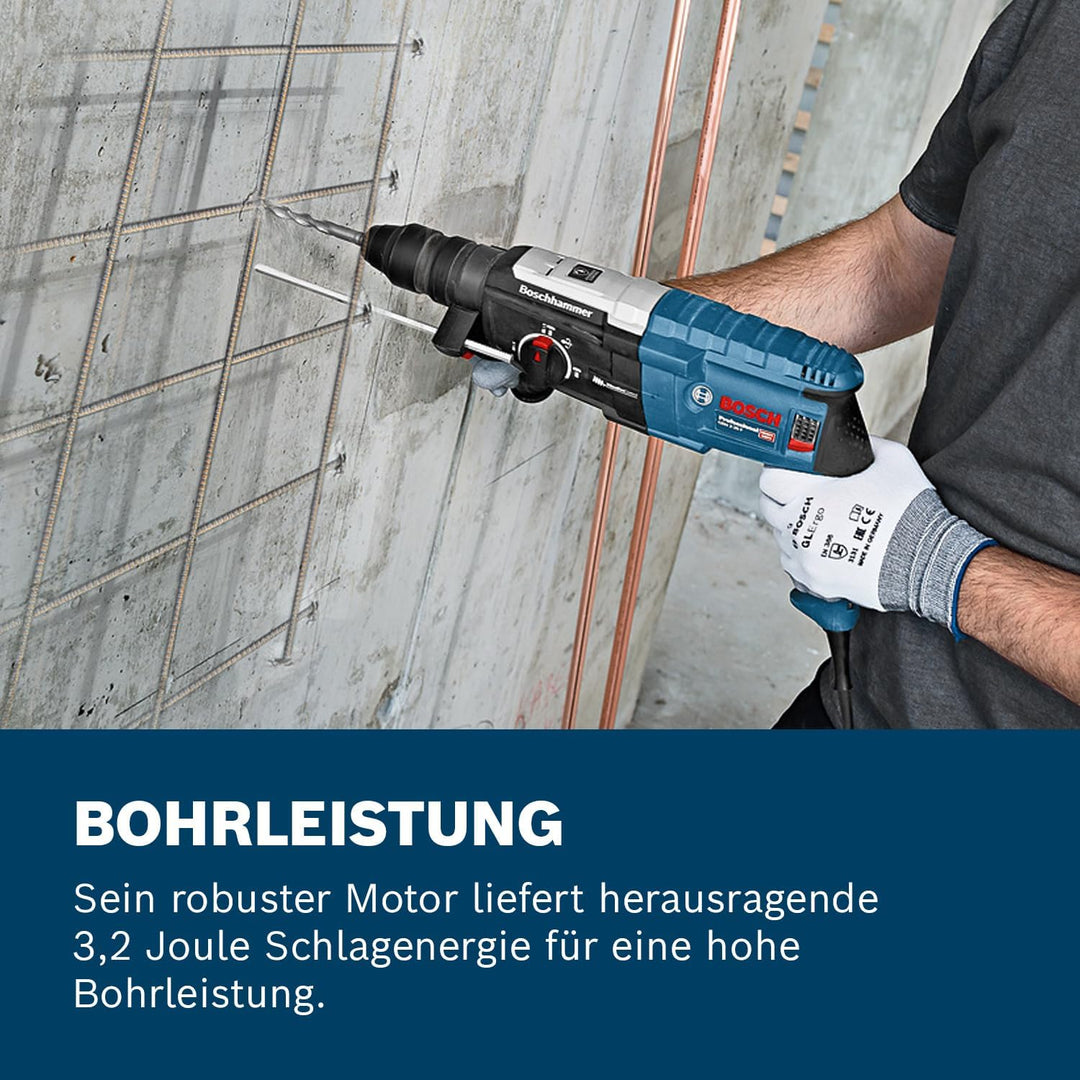 Bosch Professional Bohrhammer GBH 2-28 F (inkl. Zusatzhandgriff, Tiefenanschlag 210mm, Maschinentuch