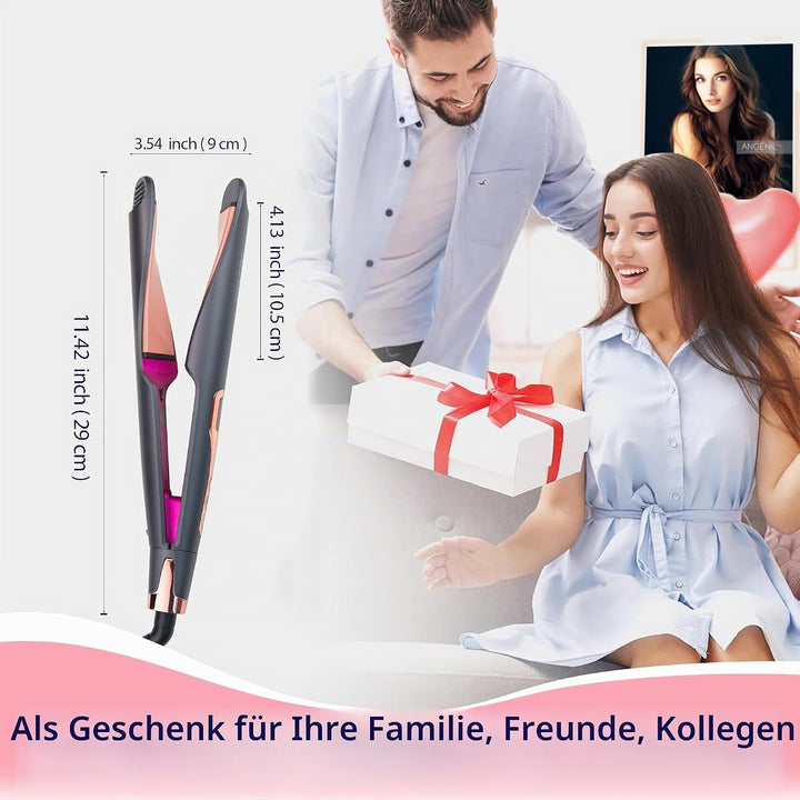 ANGENIL Pro Twist Haarglätter für Damen, Haarglätter und Lockenstab 2 in 1 mit Dualspannung, Runder