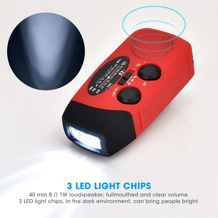 Emergency Handkurbel Radio mit LED -Taschenlampe, Solar & USB -Ladung, AM/FM/NOAA -Wetterbändern, 12