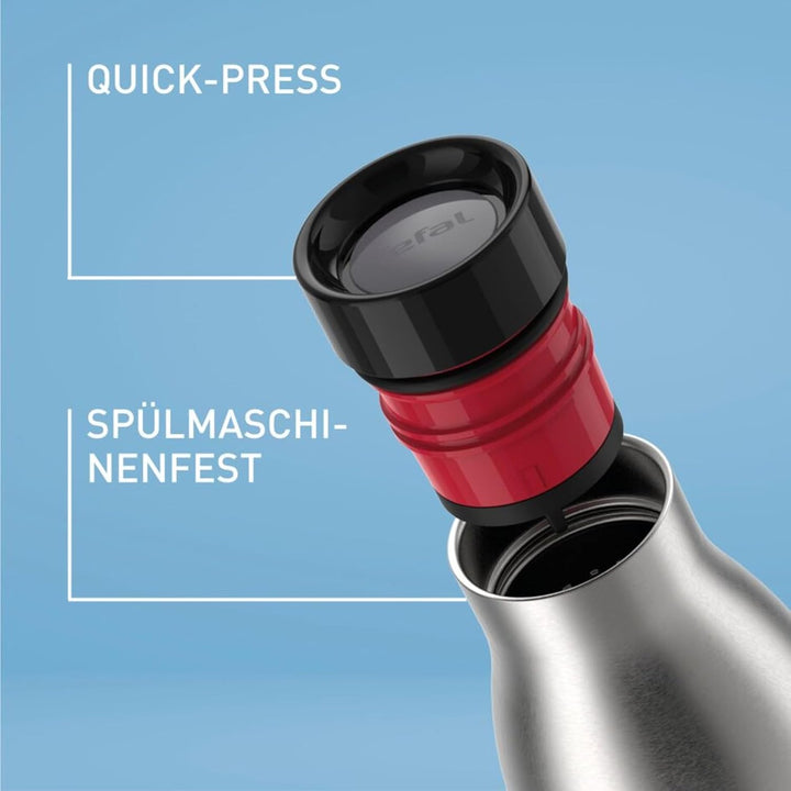 Emsa N31107 Bludrop Sleeve Trinkflasche | 0,5 Liter | 100 % dicht | Quick-Press Verschluss | Ergonom
