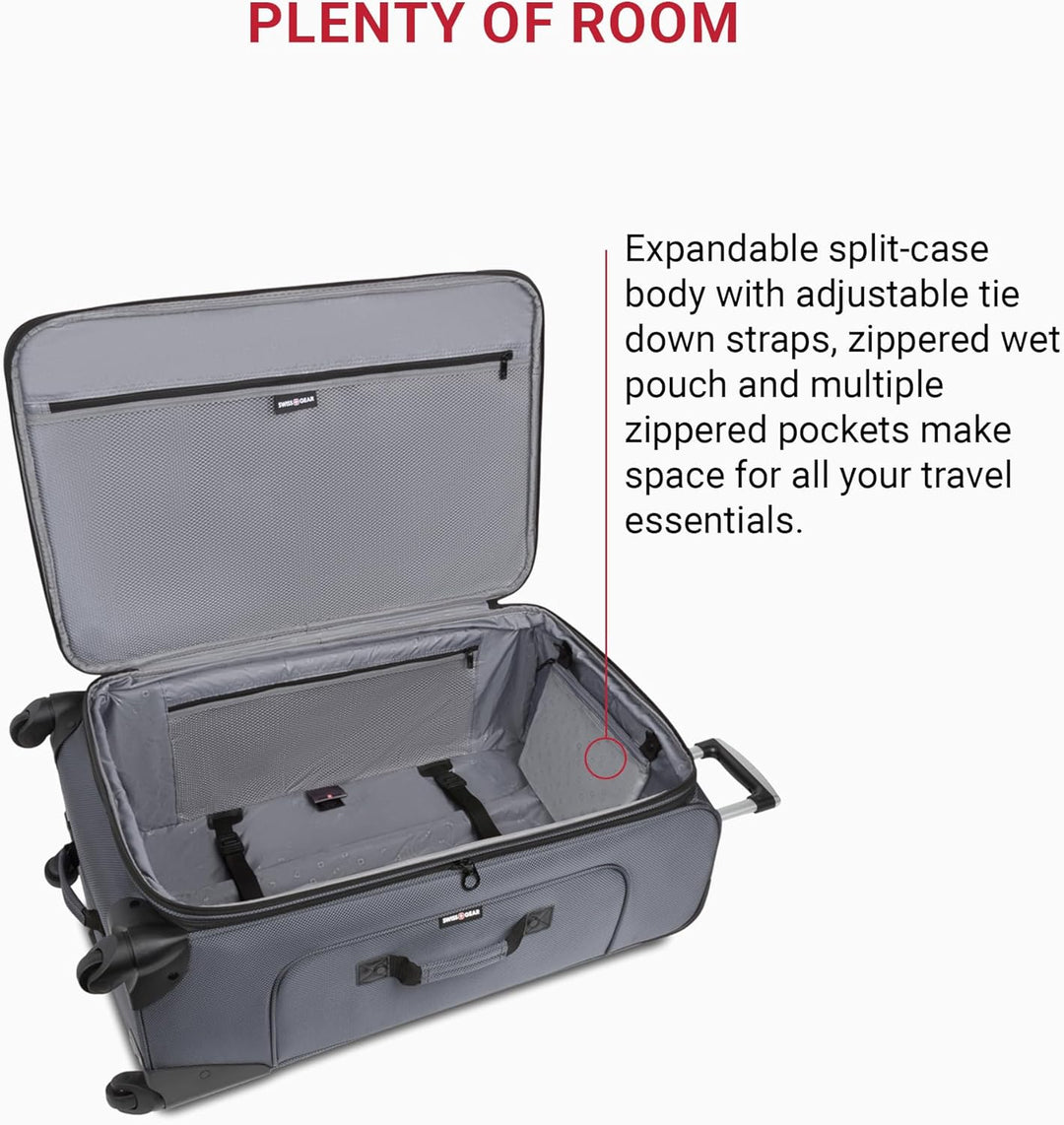 Swiss Gear Sion Softside Erweiterbares Rollgepäck, grau dunkel, 3-Piece Set (21/25/29), Sion Softsid