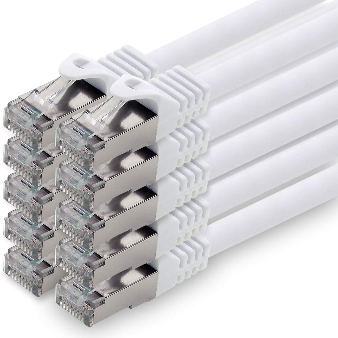 5,0m - weiss - 10 Stück CAT.7 Netzwerkkabel Patchkabel SFTP PIMF LSZH Gigabit Lan Kabel 10Gb s cat7