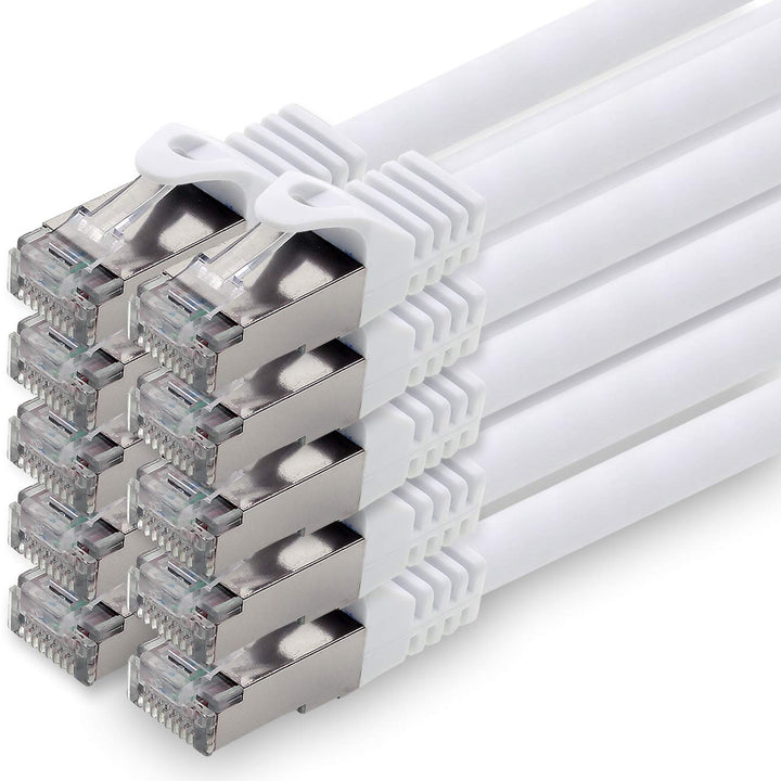 1aTTack.de 0,25m - weiss - 10 Stück CAT.7 Netzwerkkabel Patchkabel SFTP PIMF LSZH Gigabit Lan Kabel