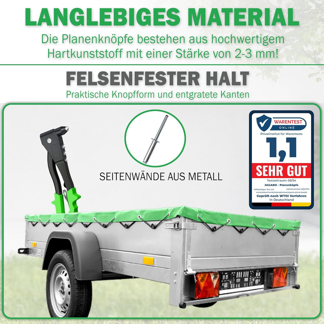 Planenknöpfe - Runde Haken inkl. Blindnieten (20 STK.) für Anhänger Plane: Robuste Befestigungshaken
