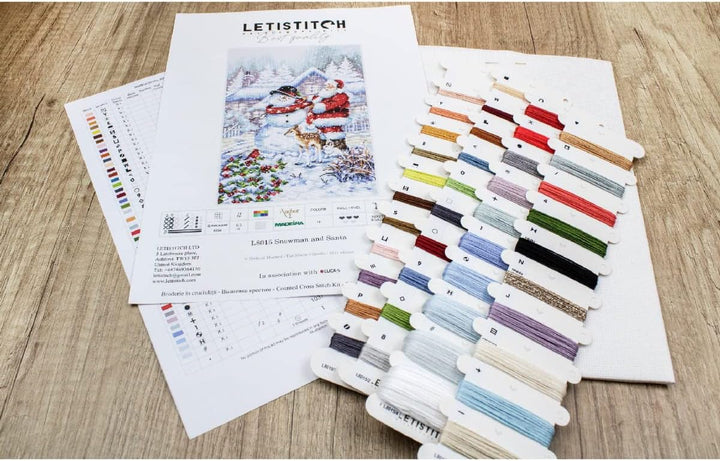 Letistitch Kreuzstich Set Schneemann und Santa, Zählmuster, 33x22cm
