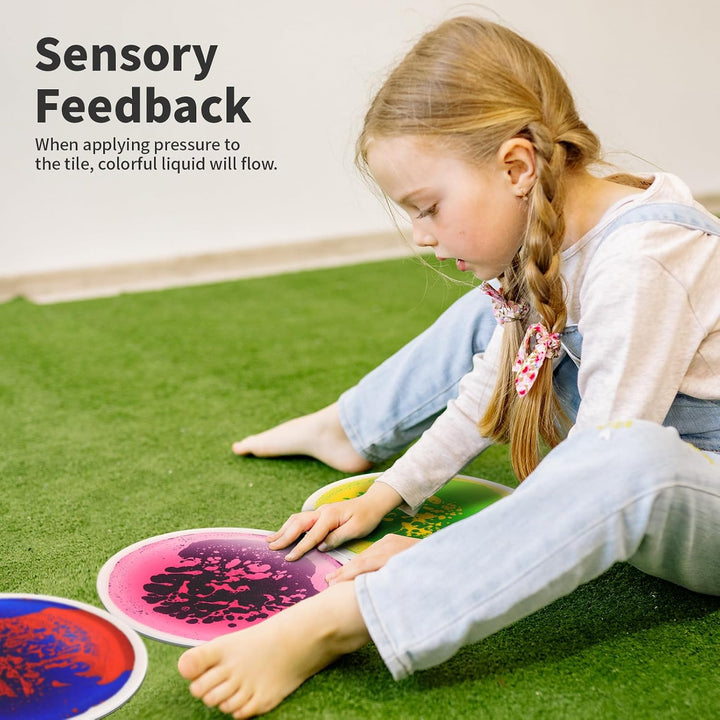 Art3d 9 stück runde sensorische Bodenfliesen für Kinder Kleinkinder und Kinder Bunte flüssige sensor