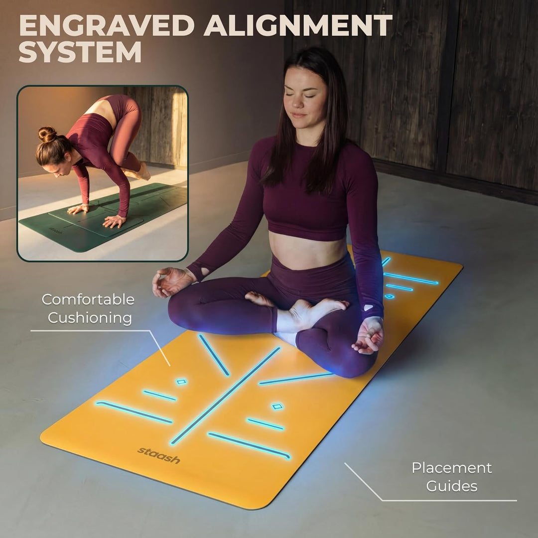 STAASH Premium Yogamatte Set – Rutschfest aus PU & Naturkautschuk (4,5mm) – Inkl. Yoga Handtuch, Gur