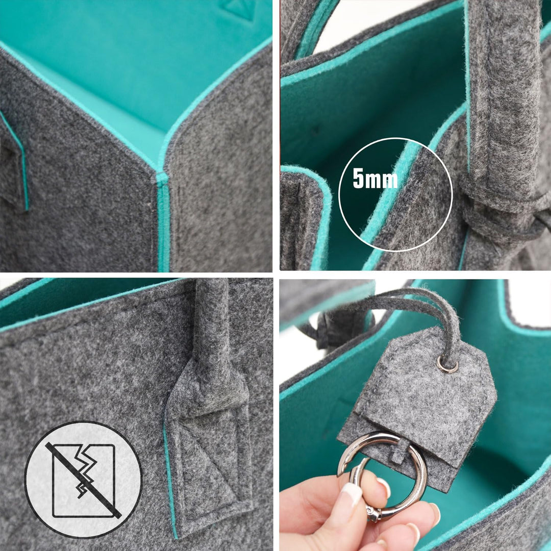 DuneDesign 2er Set: Schwerlast Shopping Bag Filz XXL - 50x25x25 Filztasche Gross - Kamintasche für H