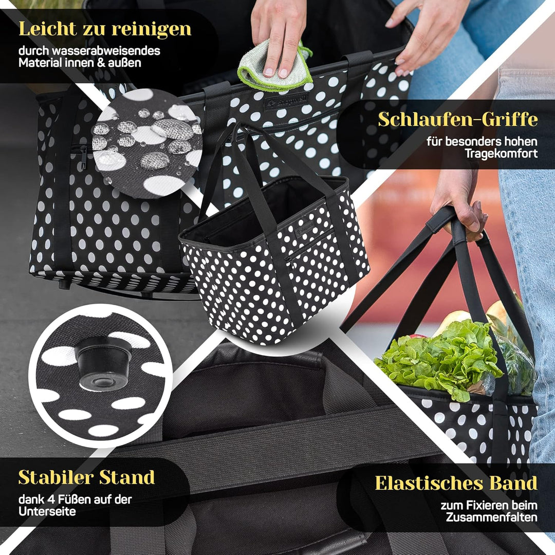 Shopwell Einkaufskorb faltbar 30 Liter | Klappkorb zum Einkaufen &amp; Verstauen | Faltbarer Einkaufskor